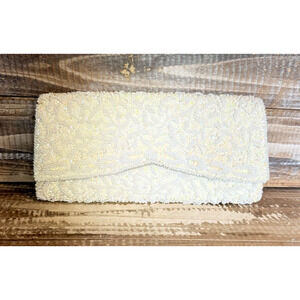 Vintage 1950's La Regale Cream Beaded Clutch Purse